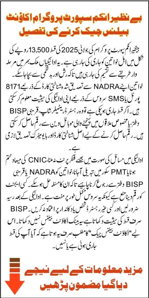 Check Benazir Income Support Program (BISP) Account Balance Through CNIC